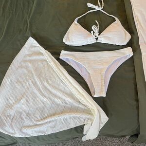 SHEIN White Textured Bikini Set